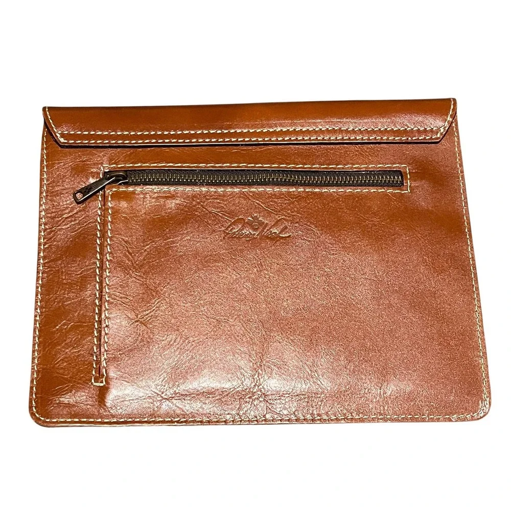 Patricia Nash Tooled Leather Midi Tech Portfolio Florence Tan A81207 NEW
